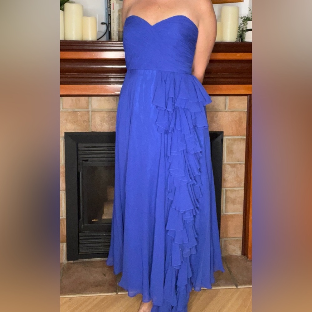 Mikael Aghal Royal Blue Ruffled Maxi Dress